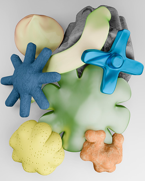 modelado 3d de formas organicas y abstractas realizado por estudiantes del ciclo formativo en animaciones 3d juegos y entornos interactivos de esdi
