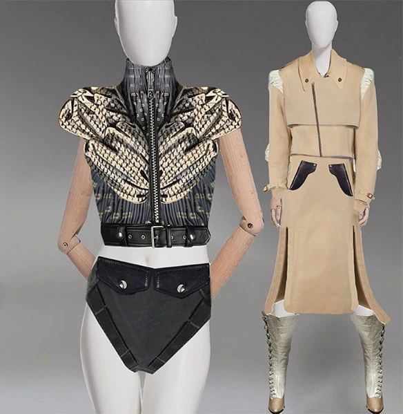 ilustracion digital de vestuario con detalles futuristas creada en esdi