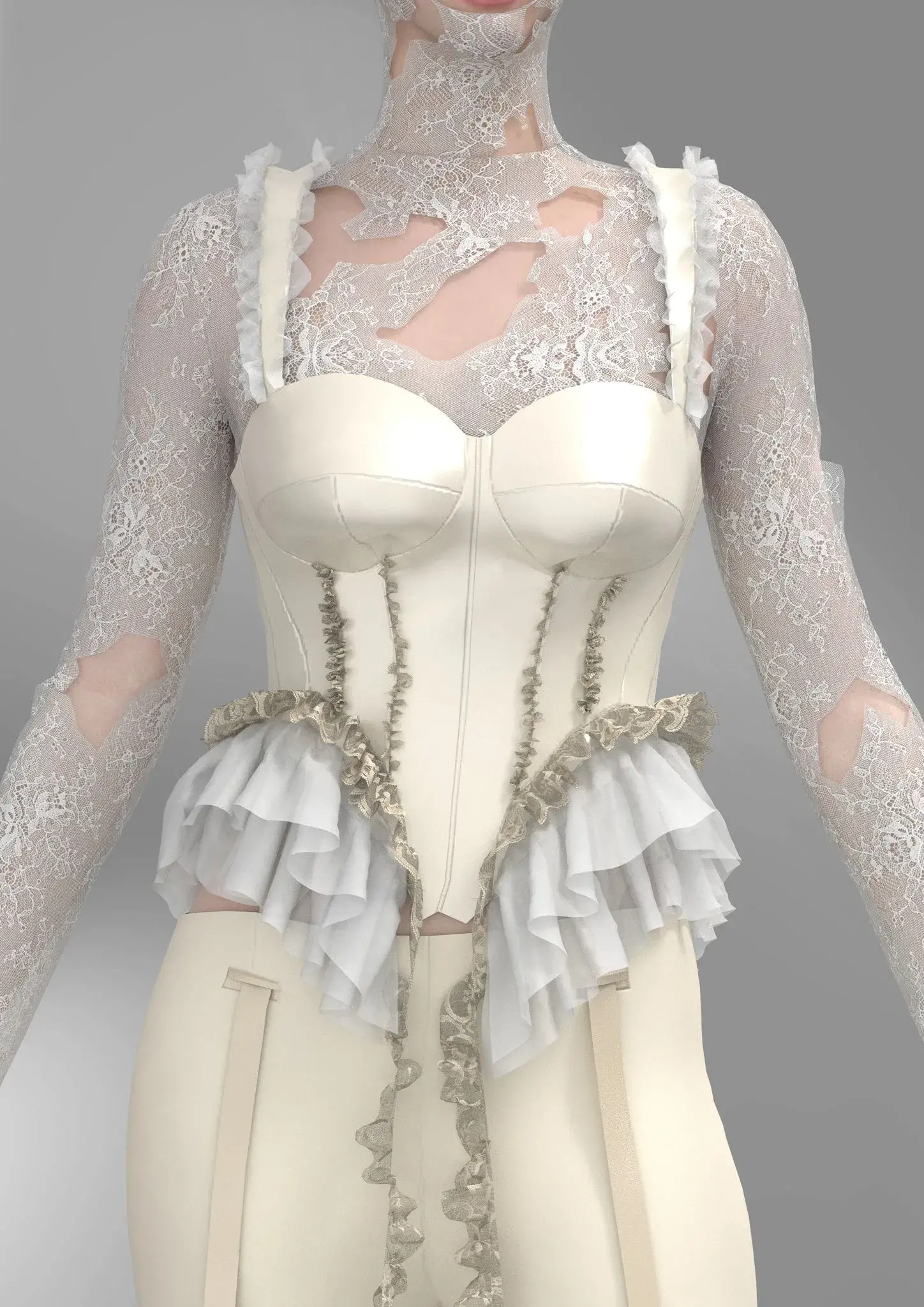 Corset digital diseñado en CLO 3D en el Curso de Moda Digital de ESDI